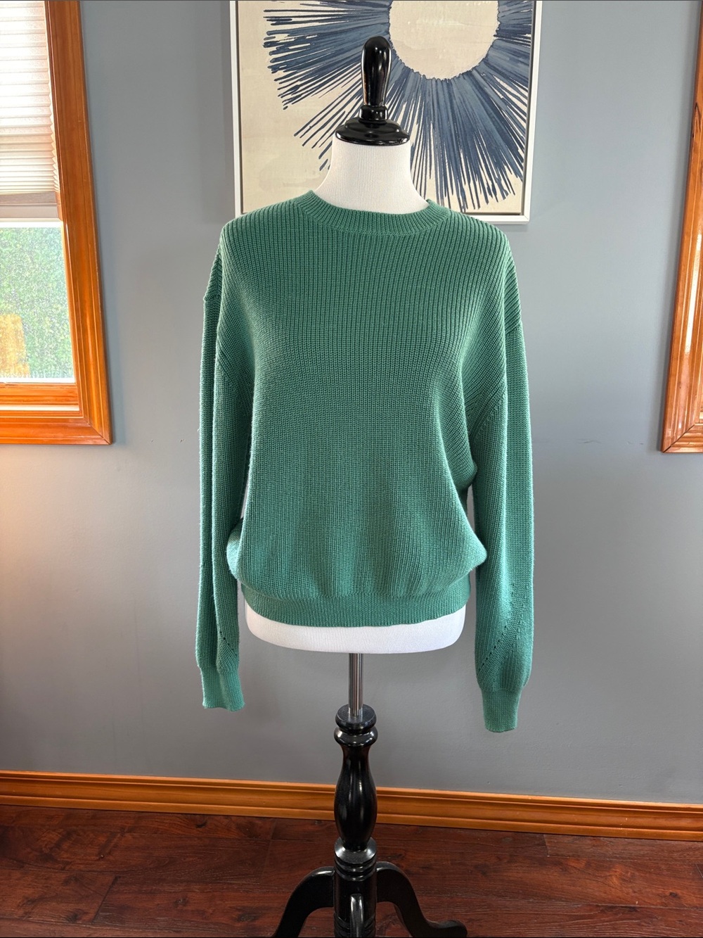 Gentle Fawn Teal Green Ribbed Crewneck Sweater